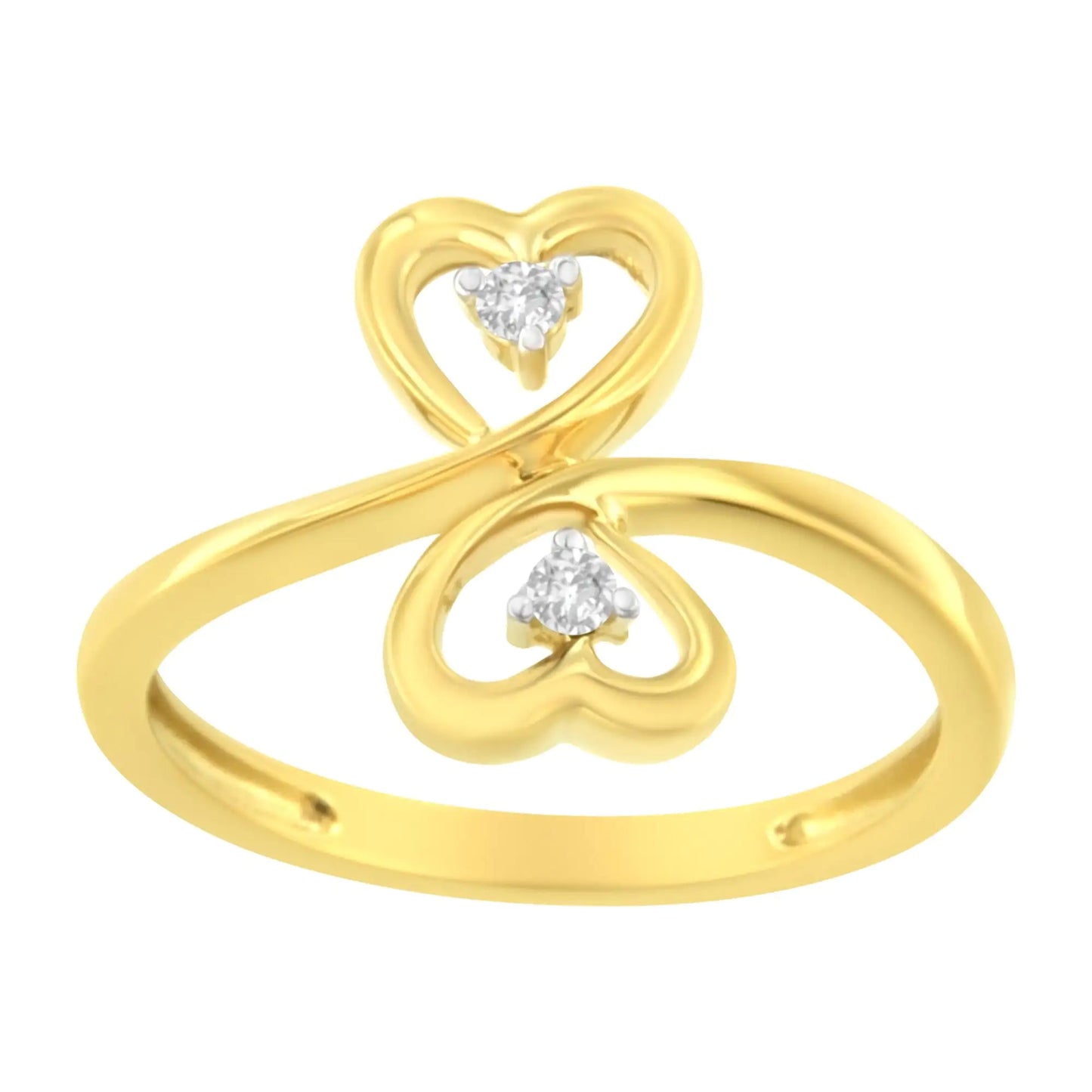 14KT Yellow Gold 1/20 ctw. Dual Heart Diamond Ring (K-L, I1-I2)