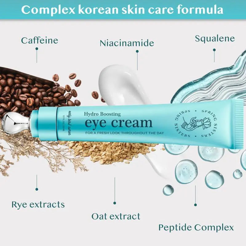 Under Eye Cream for Dark Circles and Puffiness - Caffeine Eye Cream Anti Aging Brightener With Niacinamide, Squalane, Peptide Complex, Korean Skin Care Formula - Massage Zinc Roller - Puffy Eyes 0.7 Fl Oz (Pack of 1)